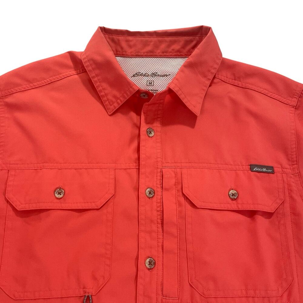 Eddie Bauer Fishing Shirt Men's Medium Vented Short Sleeved Hiking‎ Beach Salmon